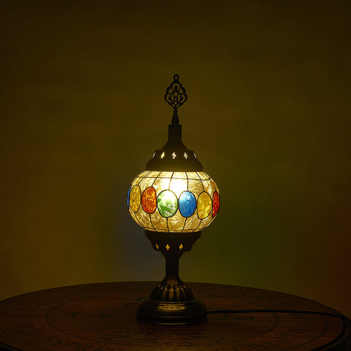 Skanto | Tradisjonell Tiffany romantisk oval jern emaljert 1-lampe bordlampe for soverommet