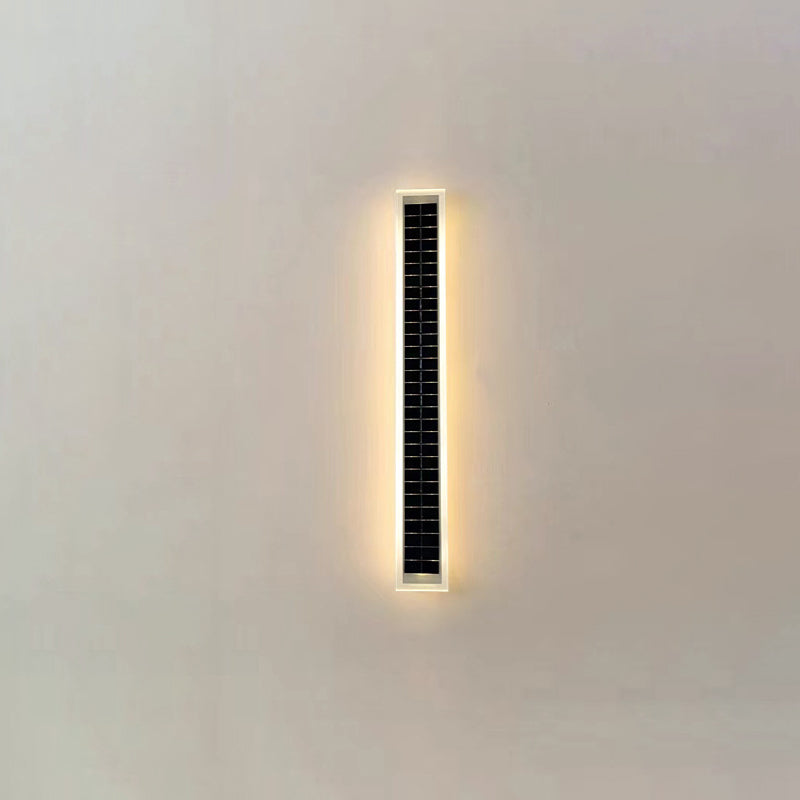 Minimalistisk rektangulær LED-vegglampe for utendørs bruk, vanntett, med solcellefunksjon, for terrasse og hage