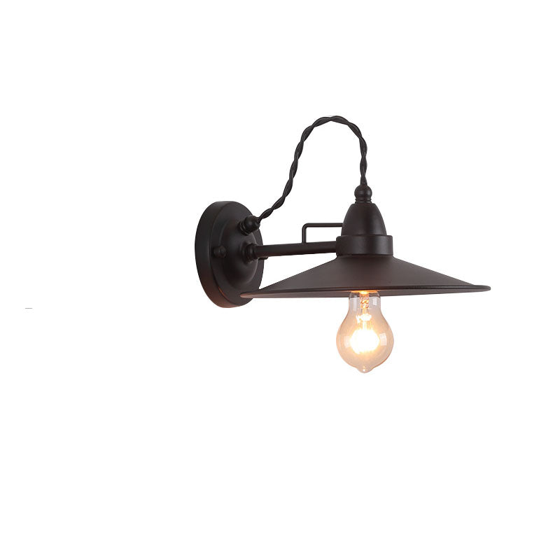 Moderne industriell vanntett metallplate bolle 1-lys vegglampe for utendørs patio | Skanto
