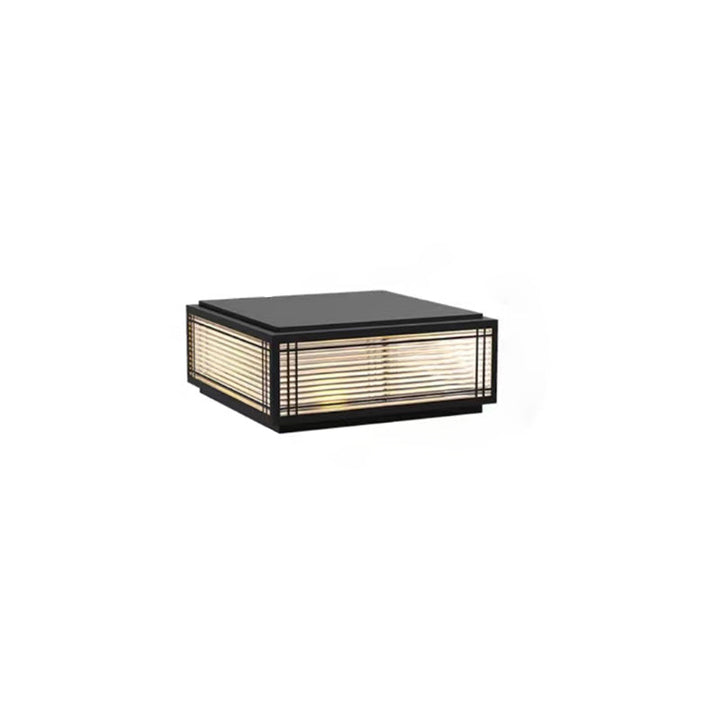 Tradisjonelt kinesisk kvadrat aluminium glass 1-lampe post hode lys for hage | Skanto