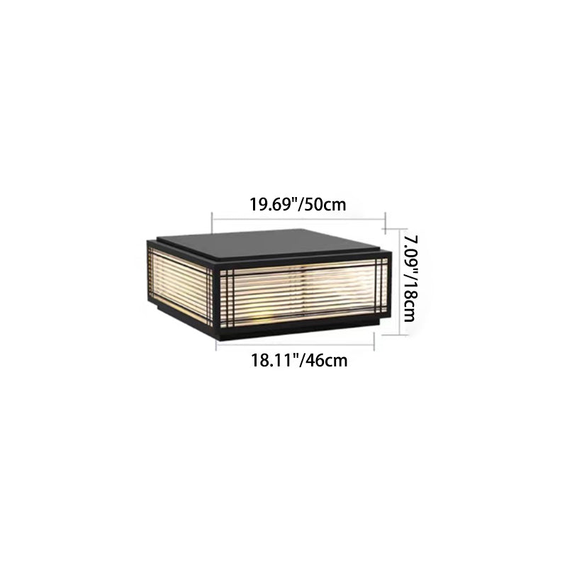 Tradisjonelt kinesisk kvadrat aluminium glass 1-lampe post hode lys for hage | Skanto