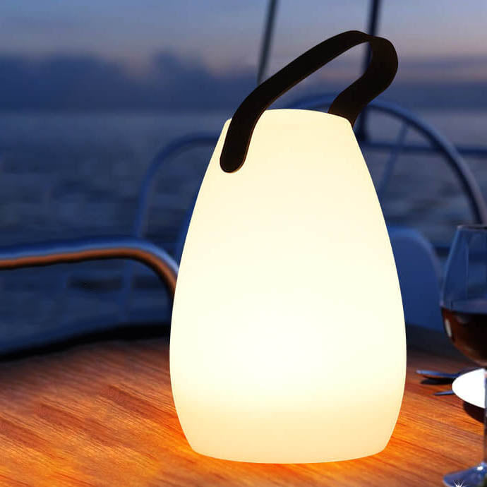 Rund, firkantet LED-bordlampe av plast til terrassen