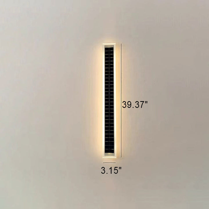 Minimalistisk rektangulær LED-vegglampe for utendørs bruk, vanntett, med solcellefunksjon, for terrasse og hage