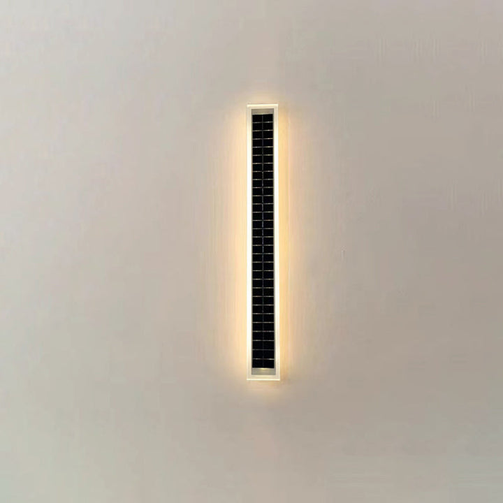 Minimalistisk rektangulær LED-vegglampe for utendørs bruk, vanntett, med solcellefunksjon, for terrasse og hage