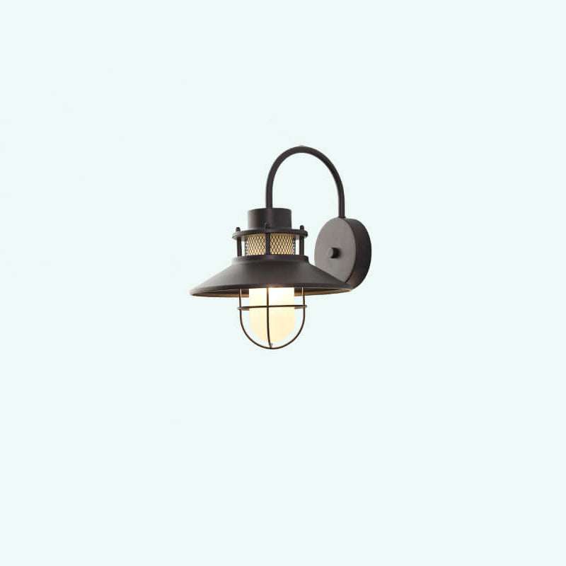 Vanntett utendørs vegglampe med jernhus og én lyskilde
