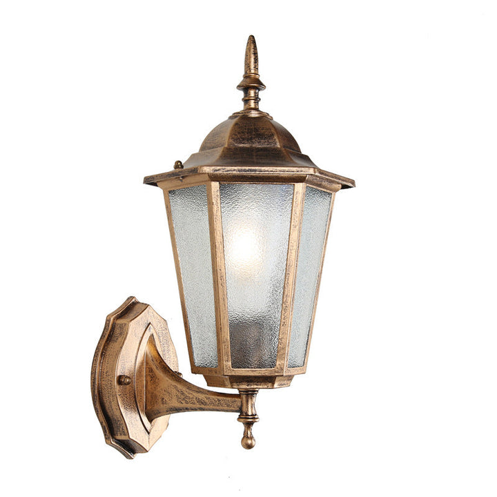 Moderne industriell hexagonal aluminiumsramme frostet glass 1-lykt utendørs vegglampe for hage | Skanto
