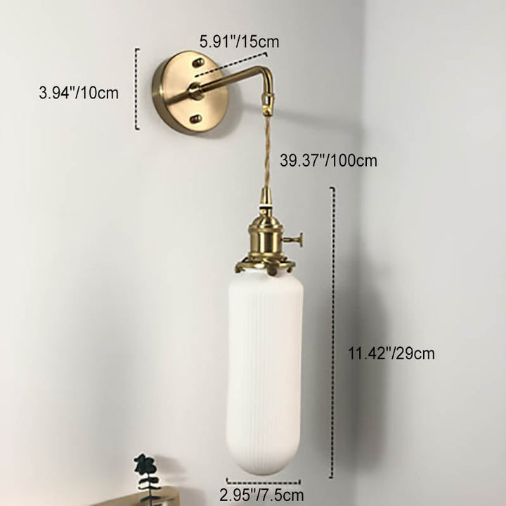Skanto | Japansk Retro Minimalistisk Sylinder Oval Messing Lucite 1-Lys Vegglampe