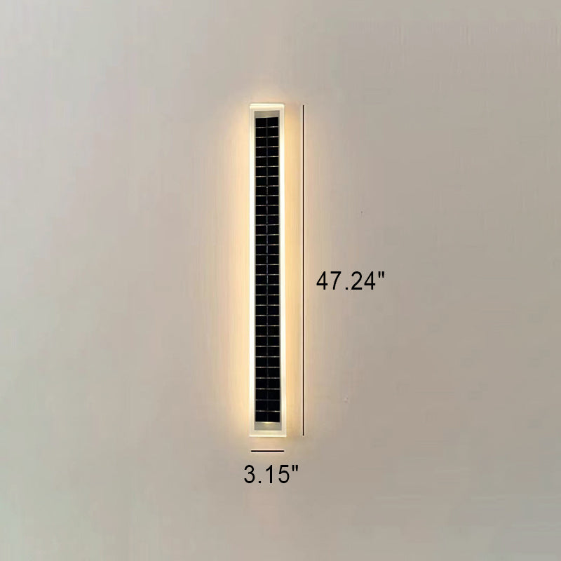 Minimalistisk rektangulær LED-vegglampe for utendørs bruk, vanntett, med solcellefunksjon, for terrasse og hage
