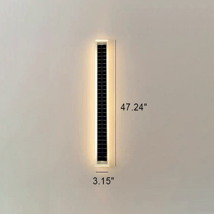 Minimalistisk rektangulær LED-vegglampe for utendørs bruk, vanntett, med solcellefunksjon, for terrasse og hage