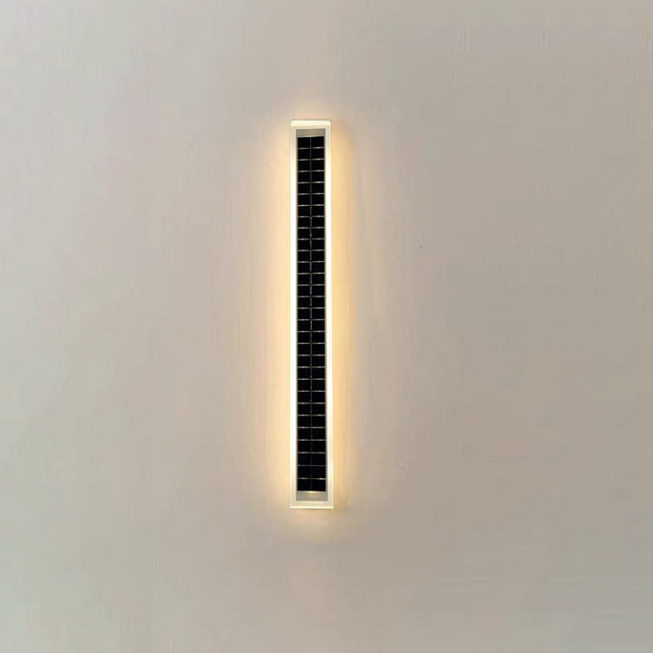 Minimalistisk rektangulær LED-vegglampe for utendørs bruk, vanntett, med solcellefunksjon, for terrasse og hage
