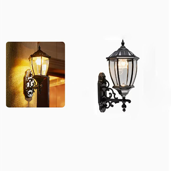 Tradisjonell europeisk aluminium glass LED sol vanntett vegglampe for utendørs patio | Skanto