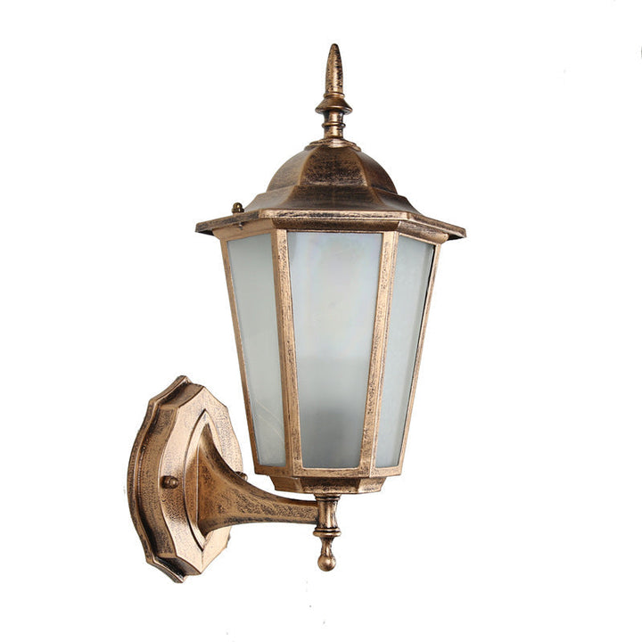 Moderne industriell hexagonal aluminiumsramme frostet glass 1-lykt utendørs vegglampe for hage | Skanto