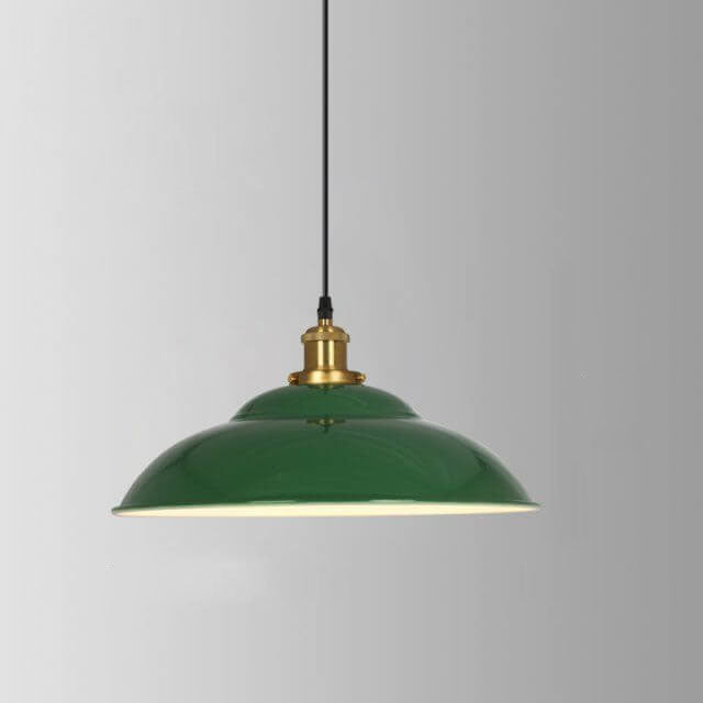 Skanto | RetroDome Industriell Vintage Pendellampe | Grønn Jernkuppel Design | Enkelt Lys | Rustikk Takbelysning