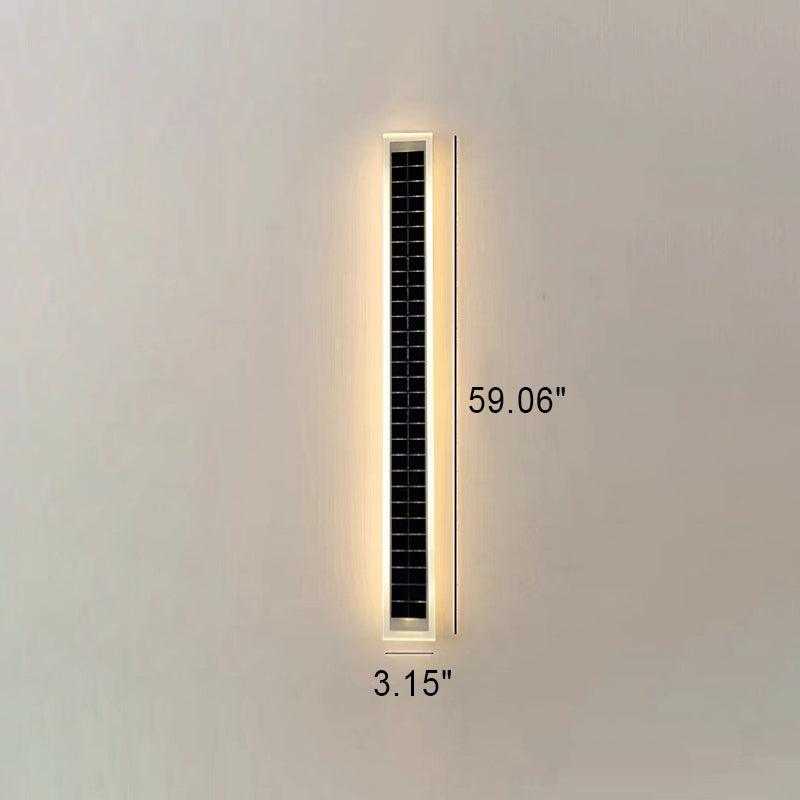 Minimalistisk rektangulær LED-vegglampe for utendørs bruk, vanntett, med solcellefunksjon, for terrasse og hage