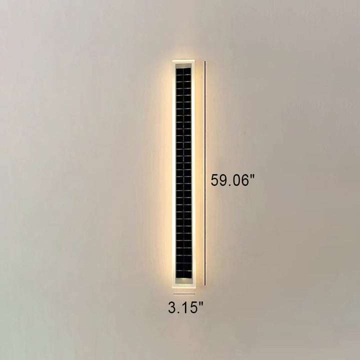 Minimalistisk rektangulær LED-vegglampe for utendørs bruk, vanntett, med solcellefunksjon, for terrasse og hage