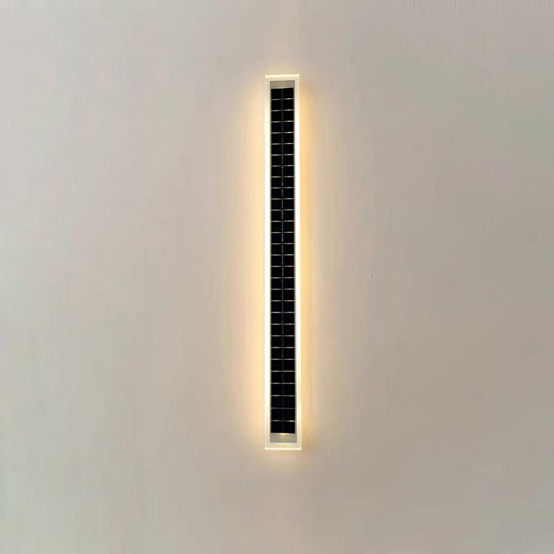 Minimalistisk rektangulær LED-vegglampe for utendørs bruk, vanntett, med solcellefunksjon, for terrasse og hage