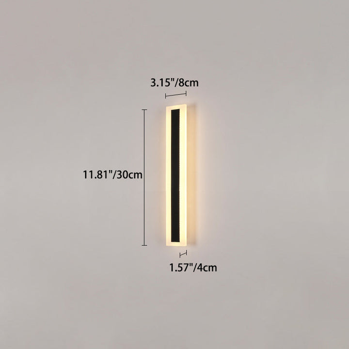 Lang, rektangulær LED-vegglampe av aluminium og akryl til hagen