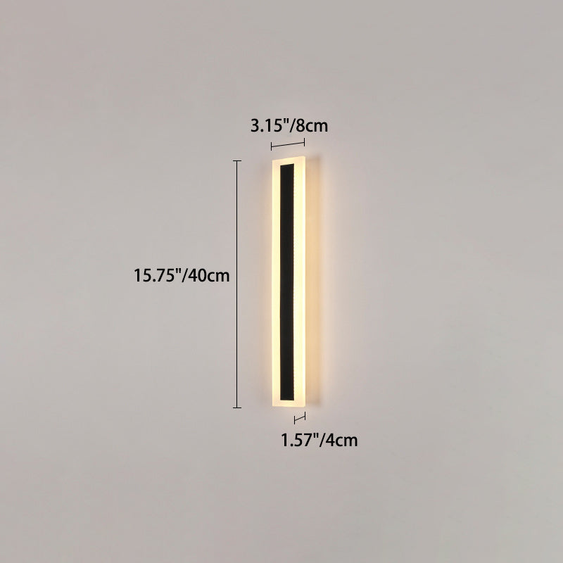 Lang, rektangulær LED-vegglampe av aluminium og akryl til hagen