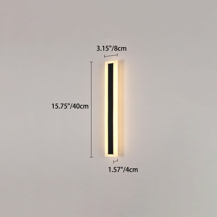 Lang, rektangulær LED-vegglampe av aluminium og akryl til hagen