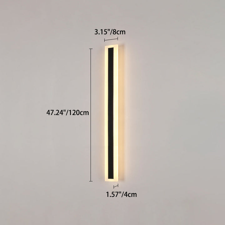 Moderne minimalistisk lang rektangulær aluminium akryl LED vegglampe for hage | Skanto