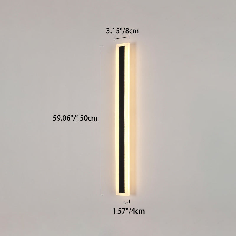 Lang, rektangulær LED-vegglampe av aluminium og akryl til hagen