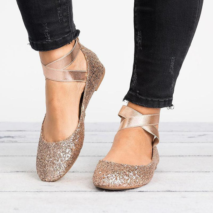 Damesko med flate ballerinaer i PU-nubuck, til hverdagsbruk
