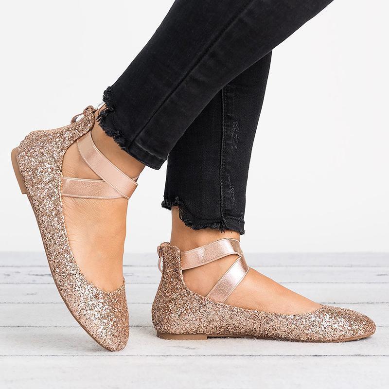 Damesko med flate ballerinaer i PU-nubuck, til hverdagsbruk