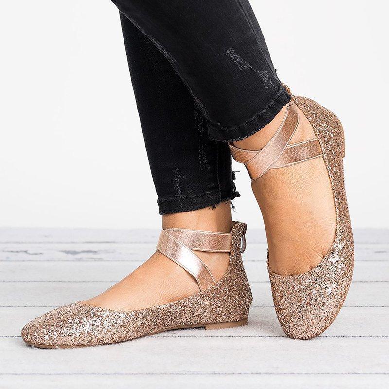 Damesko med flate ballerinaer i PU-nubuck, til hverdagsbruk
