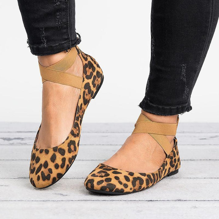 Damesko med flate ballerinaer i PU-nubuck, til hverdagsbruk