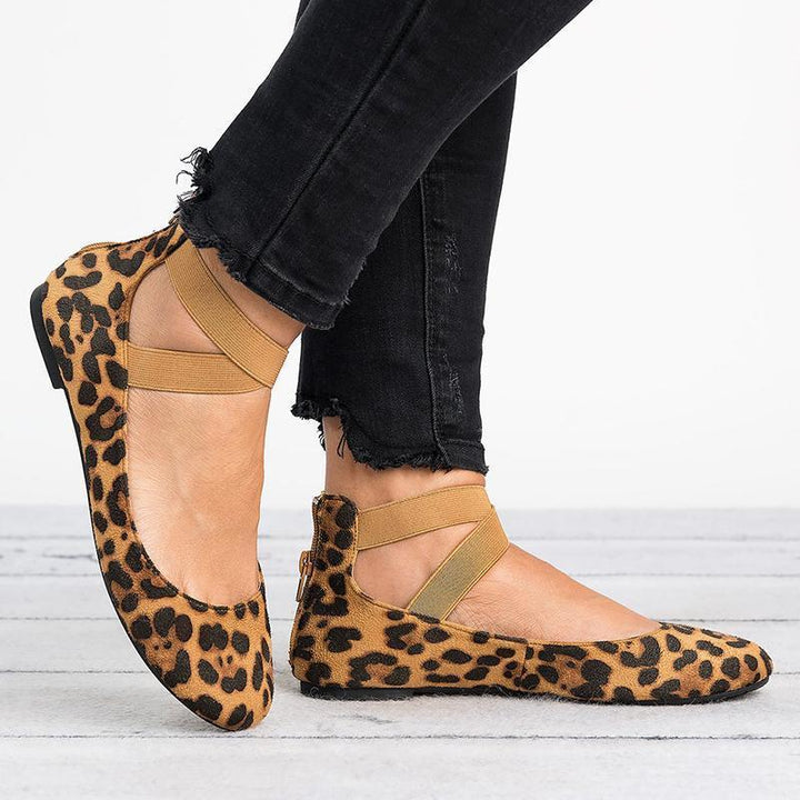 Damesko med flate ballerinaer i PU-nubuck, til hverdagsbruk