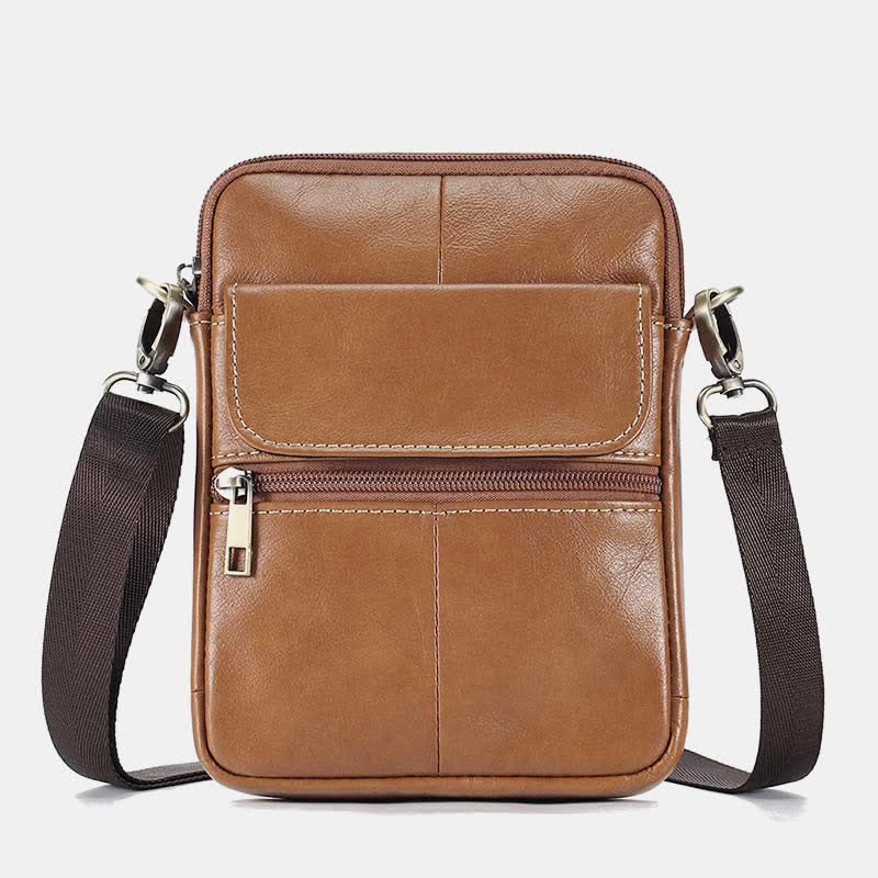 Skanto | Herre Liten Ekte Skinn Skulderveske – Kompakt Crossbody med Justerbar Stropp