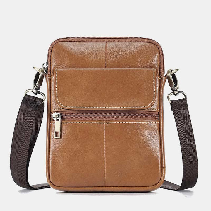 Skanto | Herre Liten Ekte Skinn Skulderveske – Kompakt Crossbody med Justerbar Stropp