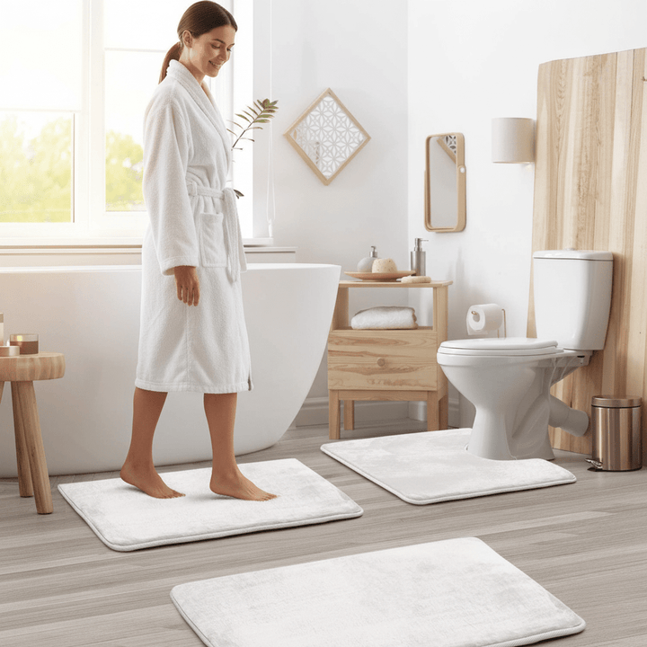 Skanto | Ultra-mykt minneskum badematte sett med hurtig-tørkende stoff