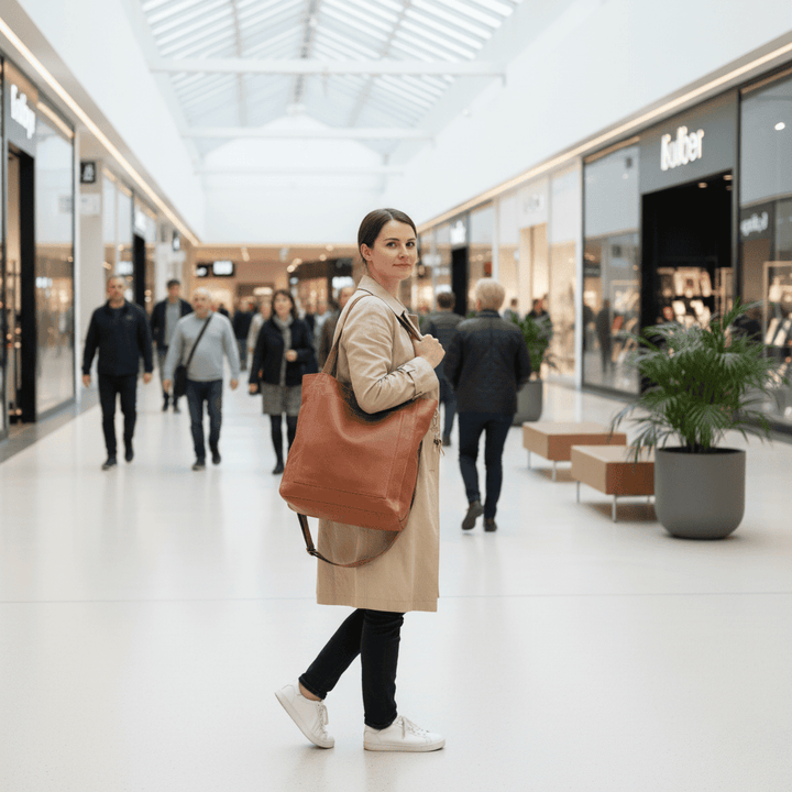 Strapazierfähige Schultertasche aus weichem Echtleder