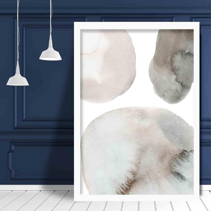 Kunsttrykk med beige og grå akvarellformer 01