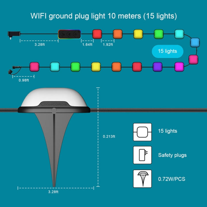 Skanto | CP01 Utendørs WIFI Smart APP Kontrollhagebelysning Musikk Synkronisering Utendørs Bakke Lys (US Plugg)