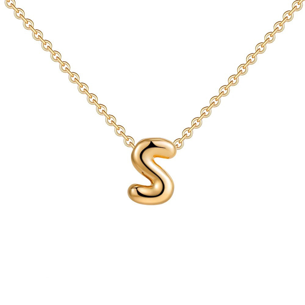 Skanto | Dainty Bubble Letter Initial Necklace
