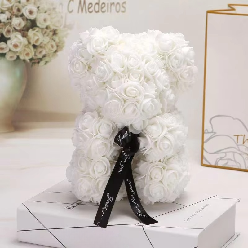 Skanto | 9.8in Kunstig Rose Teddy Bjørn Gave med Presentasjonsboks - Romantisk Jubileum eller Valentines Dag Dekor
