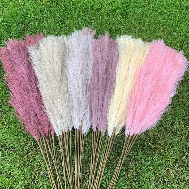 Skanto | 5 stykker 100 cm Kunstig Pampasgress Tørket Blomsterbukett Bryllup Fest Dekorasjon Hjem Rom DIY Kunstige Planter Dekorasjonsmateriell