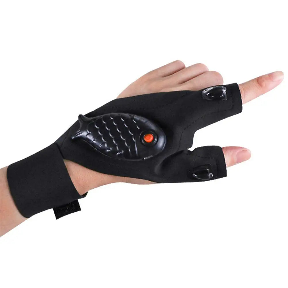Oppladbare fingerløse reparasjonsfisking LED hansker | Skanto