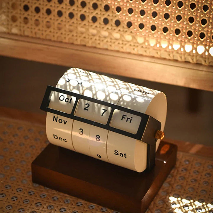 Mid-Century Rotating Wooden Perpetual Desk Calendar | Skanto