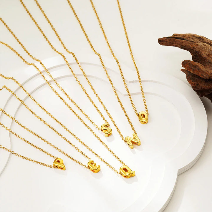 Skanto | Dainty Bubble Letter Initial Necklace