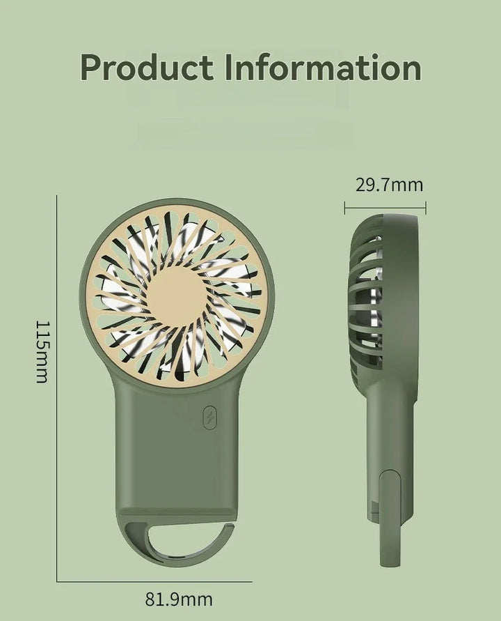 Ny sammenleggbar USB-ladbar mini-vifte | Håndholdt skrivebordsvifte med tegneserie-design og krok for utendørs, hjemme- og kontorbruk | Skanto