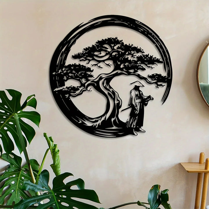 Skanto | ZENORA Metalveggdekor Bonsai | Japansk design med Torii & Enso | 40 × 40 cm
