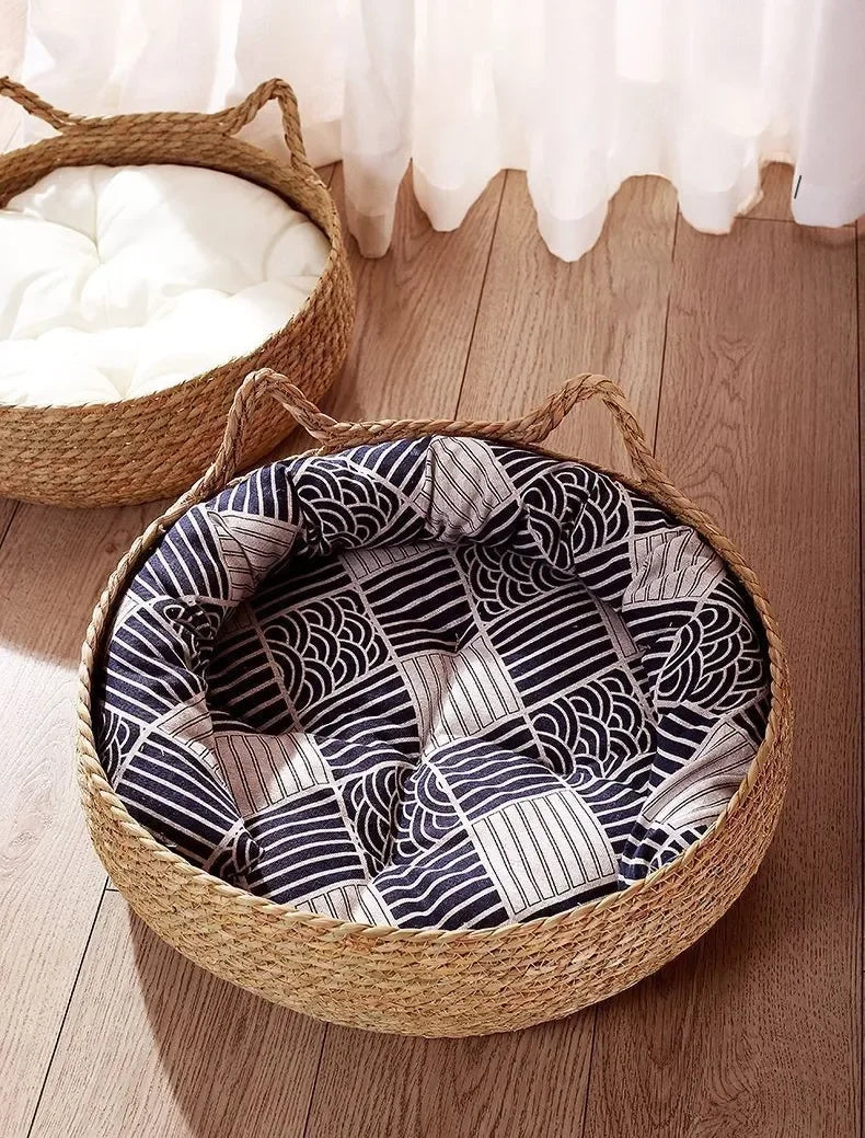 Rattan kattekurv håndlaget & vaskbar Skanto