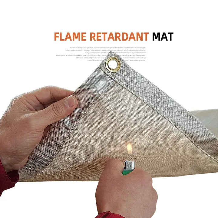 Skanto | CampVita Brannbeskyttelse Camping Matte | Varmeresistent & Brannsikker | Ideell for Grill & Leirbål | Glassfiber Beige