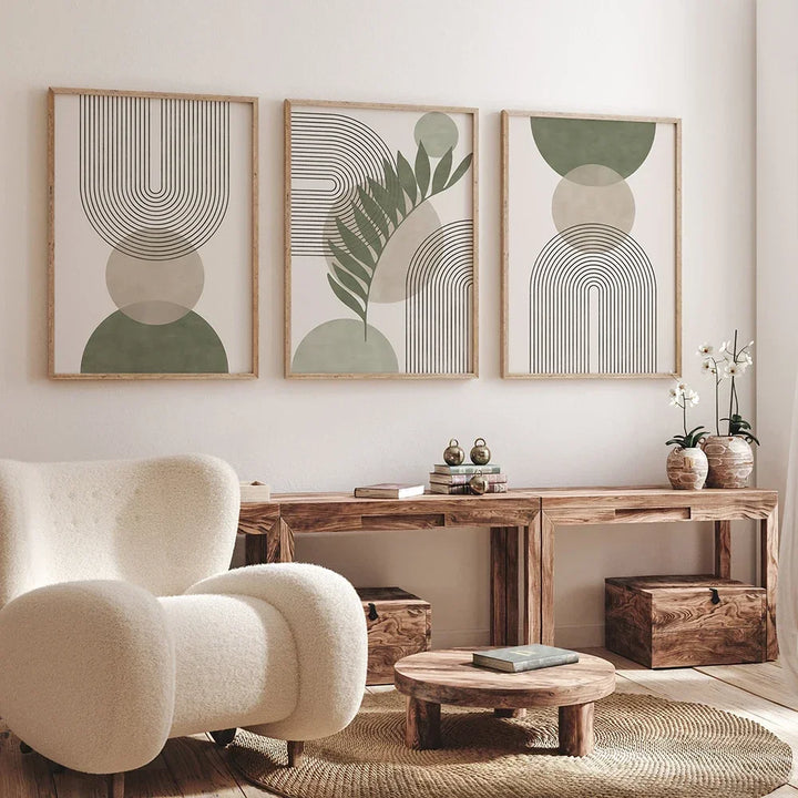 Sage Green Beige Minimalist Abstract Botanisk Veggkunst Fine Art Lerretsutskrifter Bilder For Stue Spisestue Nordisk Hjem Deko | Skanto