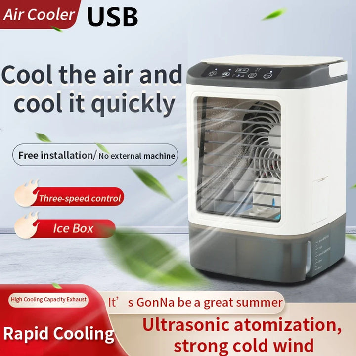 USB Bærbar Mini Air Conditioner Vifte – 3-Hastighets Skrivebords Kjølevifte med LED Nattlys, Luftkjøler for Hjemmet, Kontoret og Camping | Skanto