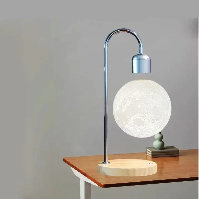 Skanto | LED Måne Lampe med Magnetisk Levitasjon og Trådløs Lading