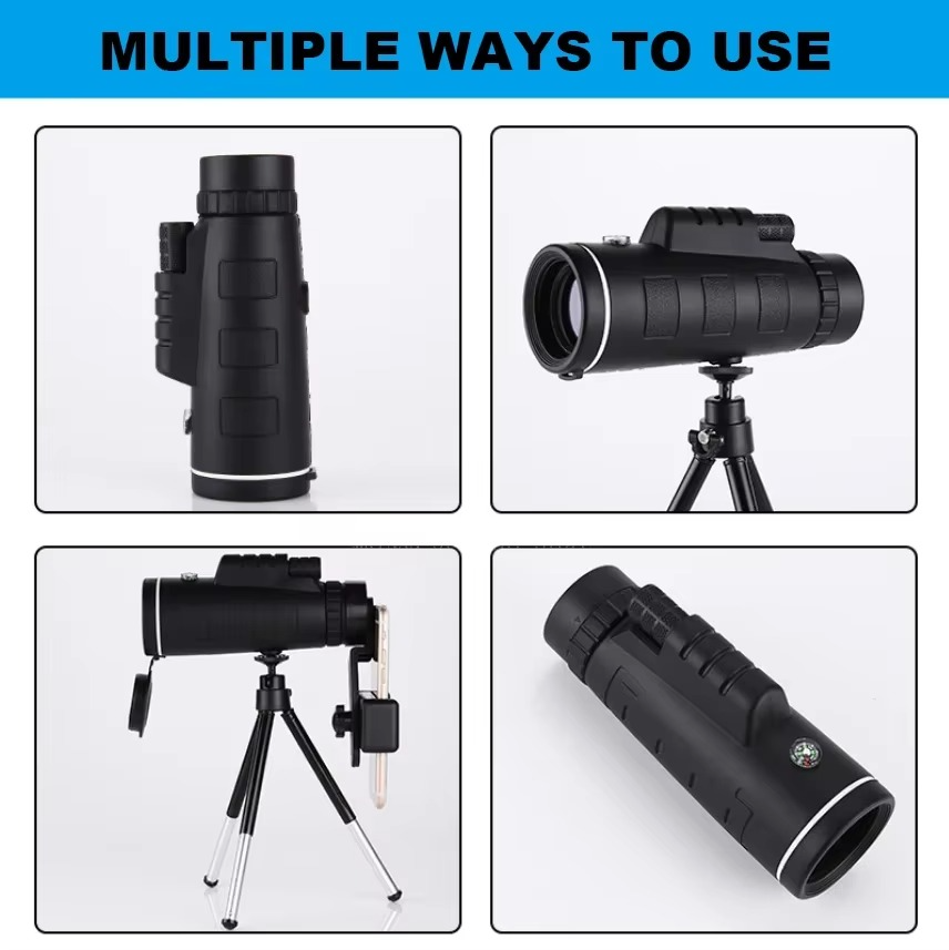 Skanto | 40x60 HD Monocular Telescope med smarttelefonholder og stativ for utendørs og camping